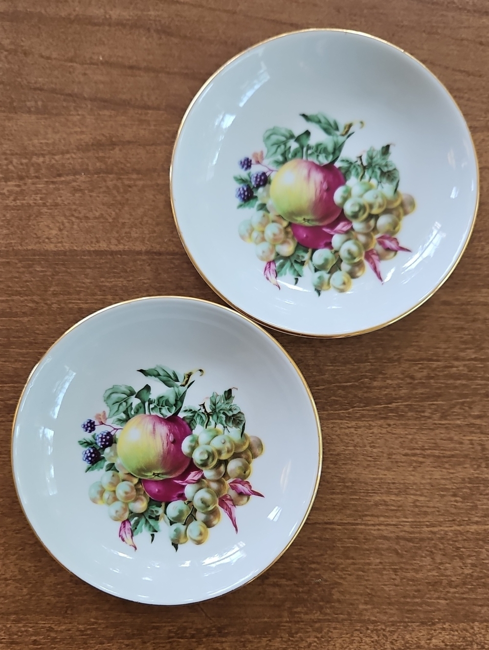 Vintage Naaman Israel Fruit Porcelain Coasters - Set of 2